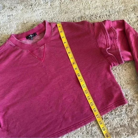 NWT 7 For All Mankind Pink Cotton Cropped Oversized Sweater Top Stretch: Small - Picture 7 of 9